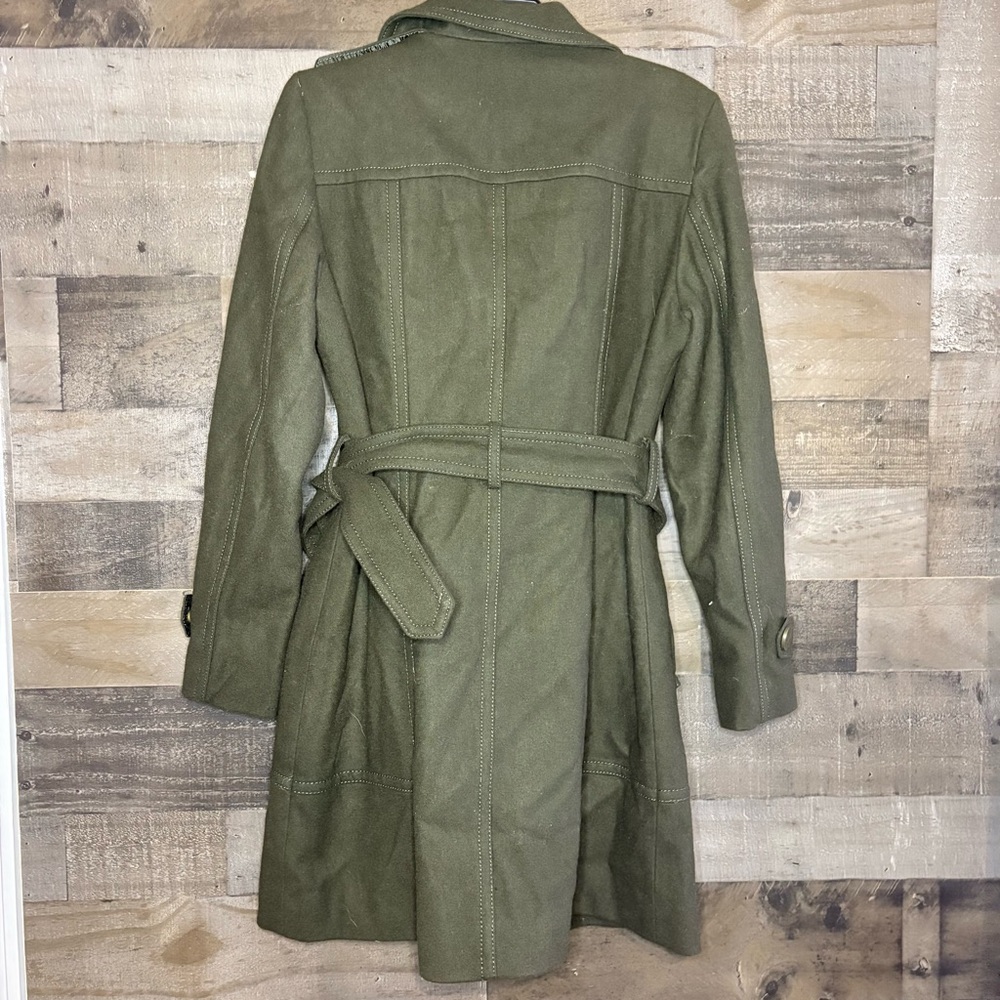 Kenneth Cole New York Dark Green Belted Trench Coat - Picture 4 of 5